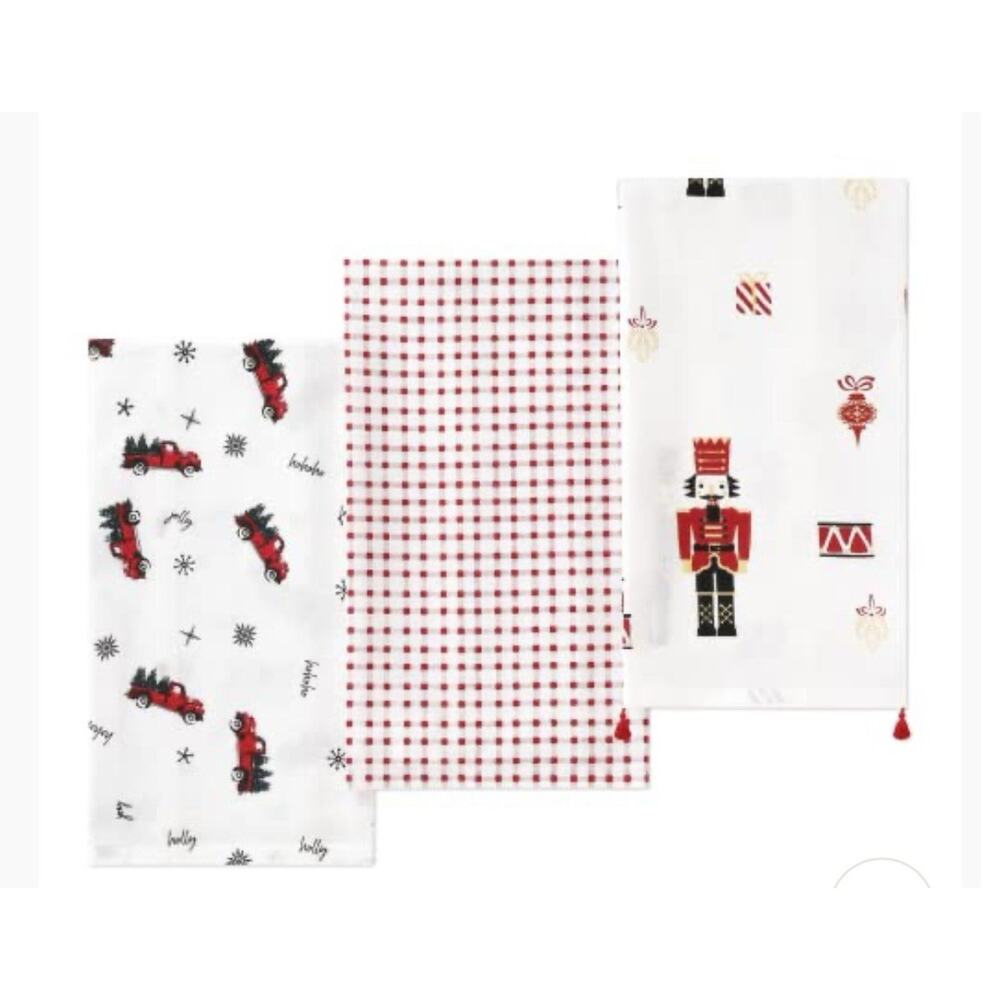 Folkulture Christmas Kitchen Towels – Set of 3, 100% Cotton Dish Towels